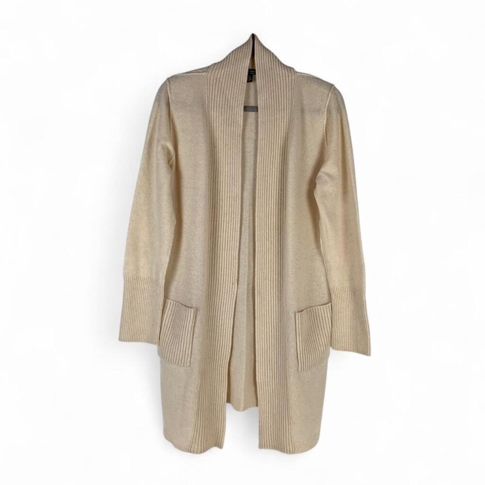 Saks Fifth Avenue Cream Ivory Cashmere Cardigan - Luxurious Knitwear Size S/M